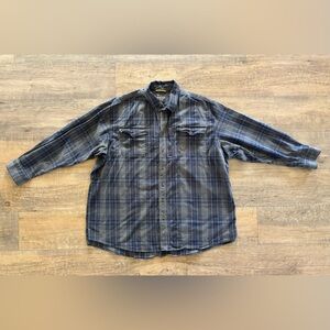Ariat rebar mens size 3XL blue plaid heavy long sleeve flannel button down shirt